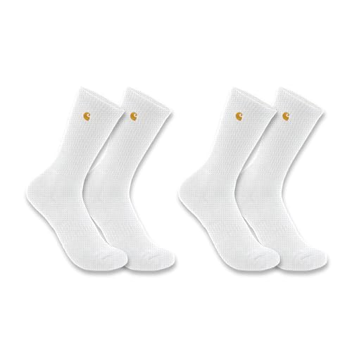 Carhartt Men's Force Midweight Crew Sock 2 Pack, White, Large