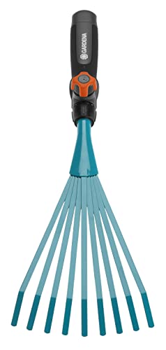 GARDENA combisystem Hand Rake: Wire Hand rake for Raking up Garden Waste, 12 cm Working Width, high-Quality Steel, Ergonomic Handle, Corrosion Protection (8919-20)