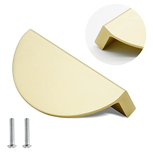 Zorfeter 2-1/2 inch Drawer Pulls, 4PCS Brushed Brass Half Moon Cabinet Pull Handles Semicircle Knobs with Screws for Kitchen Cupboard Bedroom Furniture Door (Length: 3.74")