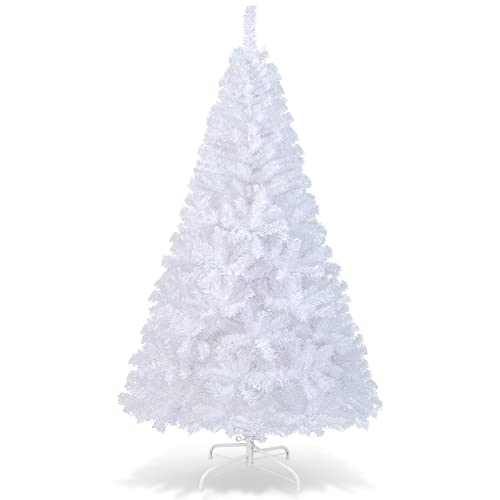 COSTWAY 6Ft-Artificial-PVC-Christmas-Tree-W-Stand-Holiday-Season-Indoor-Outdoor-White