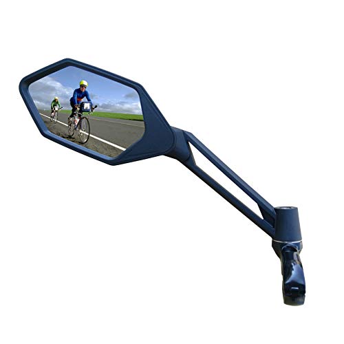 MEACHOW New Scratch Resistant Glass Lens,Handlebar Bike Mirror, Adjustable Safe Rearview Mirror, Bicycle Mirror (Blue Left Side) ME-005LB