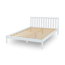 Solid Wood Bed Frame with Headboard Double Size Mattress Base Foundation Pine Wood Platform Wood Slat Support Bedroom Furniture White