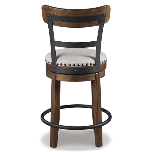 Ashley Furniture Signature Design - Valebeck Upholstered Swivel Barstool - Casual Style - Light Brown