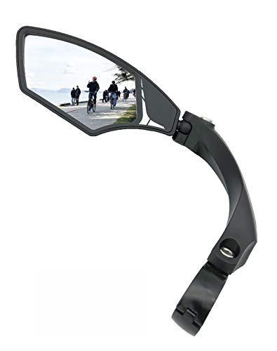 Hafny New Handlebar Bike Mirror, HD Blast-Resistant, Safe Crystal Clear Glass, Adjustable Rotatable, Rearview Mirror for Bicycle, HF-MR095