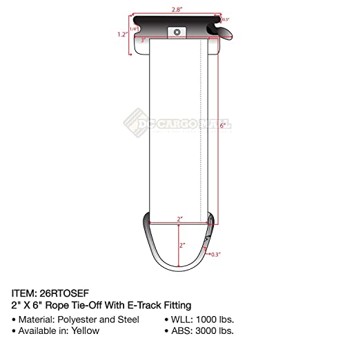 10-Pack E-Track Rope Tie-Offs 2 x 6 Yellow Rope Tieoff Cargo Tie-Downs w/ Etrack Spring Fittings for Load Securement Tiedown in Pickups Trailers Trucks Boats Vans Cars by DC Cargo Mall