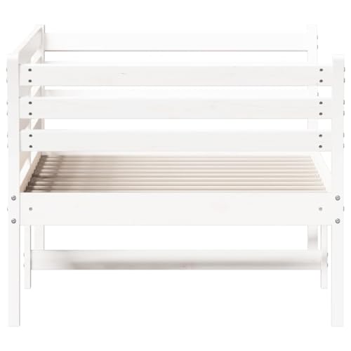 vidaXL White Solid Pine Wood Daybed - Sofa and Bed Combo for Bedroom, 90x190 cm Single Mattress Compatibility, with Safety Guardrails and Supportive Plywood Slats - Modern Day Bed Couch Design, 842879