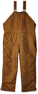 Dickies Men's Duck Insulated Bib Overall, Brown Duck, Small