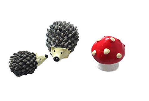 Sungpunet Miniature Garden Fairy Ornament Hedgehog & Mushroom Set