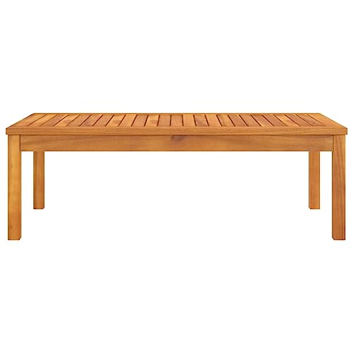 vidaXL Solid Acacia Wood Coffee Table - Weather-Resistant Outdoor Furniture with Slatted Tabletop Design - 100x50x33 cm