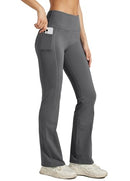 WILLIT Women's Fleece Lined Pants Yoga Bootcut Thermal Winter Pants High Waisted Flare Leggings Deep Gray XXL