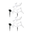 [2PK] Christmas By Sas Multicolour Silhoutte Stake Reindeer Solar Power Led Lights, 16 Lights, Home & Garden Decor - 1.9m