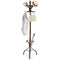 Wooden Coat Rack, Coat Stand w/ Umbrella Holder & 12 Hooks, 360°Rotating Top Tier, Sturdy Triangle Construction, Hat & Clothes Storage, Coat Hanger Tree for Entryway Living Room, 180CM (Red-Brown)