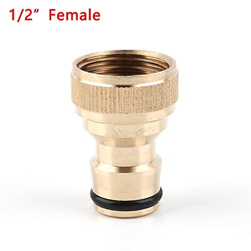 5PCS Brass Garden Hose Connectors, Garden Hose Tap Connector Pipe Fittings Kit, 2 Hose 1/2" End Quick Connect, 2 Hose Tap Connector 1/2'' and 1 Double Male Connector for Join Garden Hose Pipe