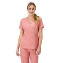 Hanes Women's Scrubs Healthcare Top, Moisture-Wicking Stretch Scrub Shirt, Ribbed Side Panels, Rose Ranch Pink, Small