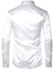 ZEROYAA Men's Luxury Shiny Silk Like Satin Button Up Dress Shirts, White, Medium