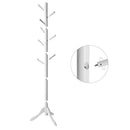 VASAGLE Standing Coat Rack, Solid Wood Coat Rack, Tree-Shaped Coat Rack with 8 Hooks, 3 Height Options, for Clothes, Hats, Bags, for Living Room, Bedroom, Home Office, White RCR60WT