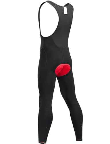 qualidyne Men's Cycling Bib Tights 3D Padded Winter Thermal Cold Weather Bike Bib Pants Biking Bicycle Long Leggings