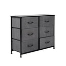 LEVEDE Chest of 6 Drawers, Tallboy Storage Cabinet, Fabric Tower Dresser Organizer Clothes Toys Storage Unit, Home Furniture for Bedroom, Living Room, Hallway, Office (Dark Grey)