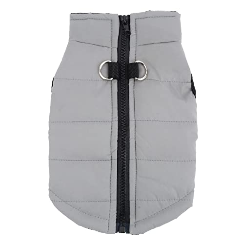 Zunea Dog Jacket Coat for Small Dogs Cats Winter Warm Puppy Clothes with D-Ring for Harness Leash Soft Zipper Jacket Cold Weather Pet Apparel Clothing for Chihuahua Yorkie Gray XS