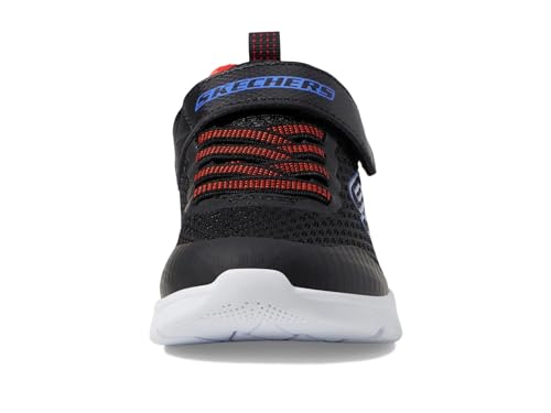 Skechers Boy's Microspec Max Sneaker, Black/Red/Blue, 12 Little Kid