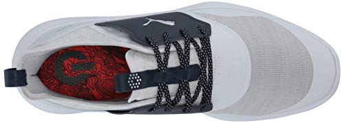 PUMA Men's Ignite Nxt Lace Golf Shoe, White-Silver-peacoat, US 11.5