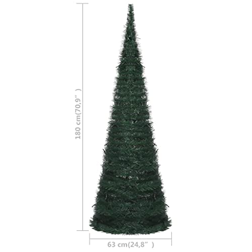 vidaXL Pop-up String Artificial Christmas Tree with LED Indoor Outdoor Home Garden Holiday Ornament Festival Xmas Decoration Green 180cm