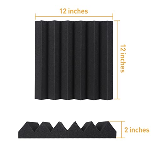 Hertber-24 Pack Wedges Acoustic Panels 12 x 12 x 2 Inches Sound Proofing Panels High Density Sound Proof Foam Soundproof Wall Panels For Wall