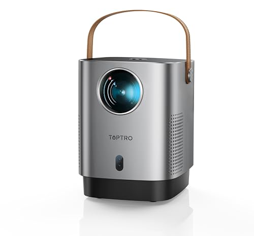 TOPTRO TR23 Mini Projector, 5G WiFi Bluetooth Projector 1080P Supported 8000 Lumen, Outdoor Projector with 360 Degree Surround Sound, Dust-Proof, Projector Compatible with TV Stick (Dark Grey)