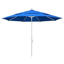 (White Pole, Royal Blue) - California Umbrella 3.4m Round Aluminium Market Umbrella, Crank Lift, Collar Tilt, White Pole, Royal Blue Olefin