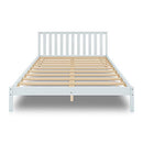 Solid Wood Bed Frame with Headboard Double Size Mattress Base Foundation Pine Wood Platform Wood Slat Support Bedroom Furniture White