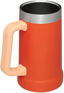 Stanley Adventure Big Grip Beer Stein, 24oz Stainless Steel Beer Mug, Double Wall Vacuum Insulation, Tigerlily