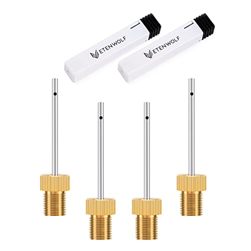 ETENWOLF Ball Pump Needles, Brass Head and Stainless Steel Body with Storage Case, for Football Basketballs Soccer Balls Volleyballs Rugby Balls, 4 Pack