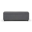 Simpli Home Kingsley Large Storage Ottoman Bench, Stone Grey