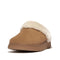 Fitflop Women's Gen-ff Shearling-Collar Suede Slippers, Desert Tan, 8 US