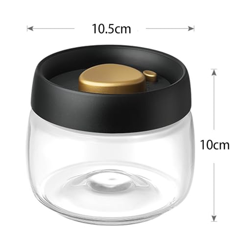 Generic Coffee Beans Canister Vacuum Canister Glass Airtight Multipurpose Clear Household Sealed Jar Food Container for Tea Candies, 500ml