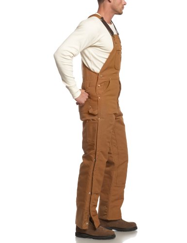 Carhartt Men's Quilt Lined Zip to Thigh Bib Overalls,Brown,48 x 34