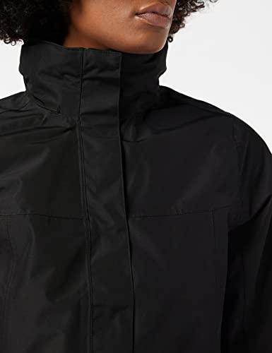 Helly Hansen Women's Aden Waterproof Windproof Breathable Long Length Packable Hood Rain Coat Jacket, 990 Black, Medium