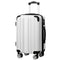 COOLIFE Luggage Expandable(only 28") Suitcase PC+ABS Spinner 20in 24in 28in Carry on (White Grid New, L(28in))