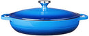 Lodge 3.6 Quart Enameled Cast Iron Oval Casserole with Lid – Dual Handles – Oven Safe up to 500° F or on Stovetop - Use to Marinate, Cook, Bake, Refrigerate and Serve – Caribbean Blue
