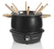 Bestron Electric Fondue Set for up to 8 People, with 8 x Fondue Forks and Continuous Thermostat, Includes Splash Guard, Colour: Black/Wood