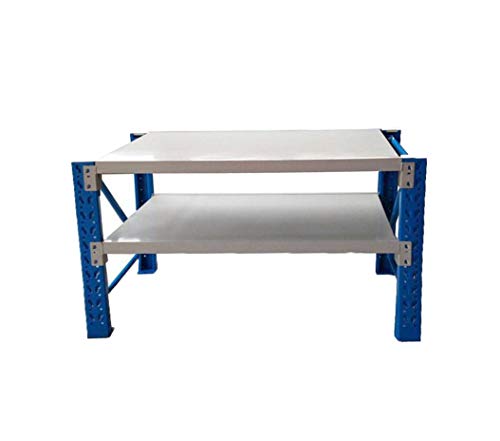 1.2M x 0.6m x 0.9m Heavy Duty Metal Warehouse Garage Workbench System 400KG Workstation (Blue & White)