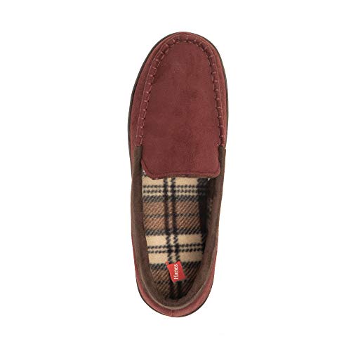 Hanes Men's Textured Moccasin Slipper, Burgundy, 3X-Large