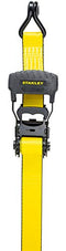 STANLEY S1007 Black/Yellow 1.5" x 16' Ratchet Tie Down Straps - Heavy Cargo Securing (3,300 lbs Break Strength), 2 Pack