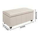 Homestripe 36Inch Damara Lift-Top Storage Ottoman Bench with Faux-Leather Upholstery, Upholstered Foam Padded Rectangular Footstool, Easy Assemble Furniture ,Cream