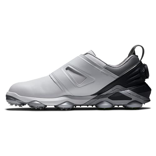 FootJoy Men's Tour Alpha Boa Golf Shoe, White/Grey/Charcoal, 10.5