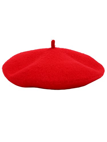 SATINIOR Beret Hat Kids Beret French Beanie Cap Artist Wool Hat Girls Beret Artist Costume for Children Kids Girls, Red, 50 to 54 cm