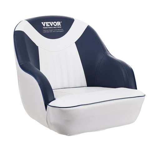 VEVOR Captain Bucket Seat, Pontoon Boat Seat with Thickened Sponge Padding, Boat Captain Chair for Fishing Boat, Sightseeing Boat, Speedboat, Canoe, 1-Piece