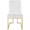 Modway EEI-3743-GLD-WHI Privy Gold Stainless Steel Upholstered Fabric Dining Accent Chair, White