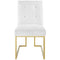 Modway EEI-3743-GLD-WHI Privy Gold Stainless Steel Upholstered Fabric Dining Accent Chair, White