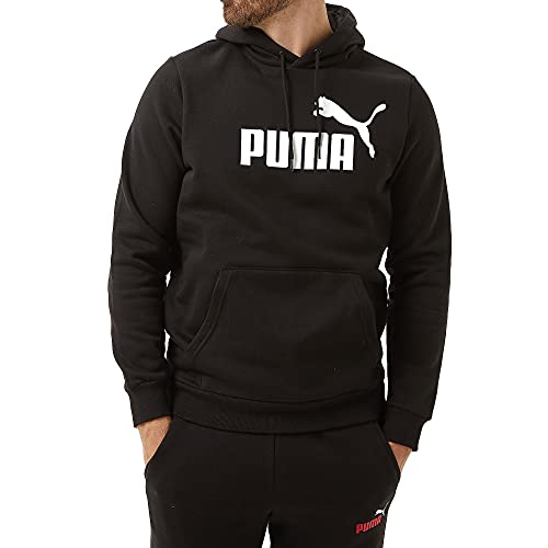 PUMA Men's Essential Big Logo Fleece Hoodie, Black, L